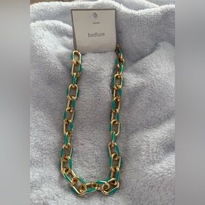 Bodlure Gold and Turquoise Link Necklace NWT